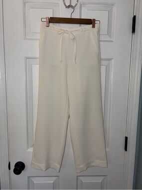 Talbots Petite Cream Lightweight Sheer Wide Leg Pants